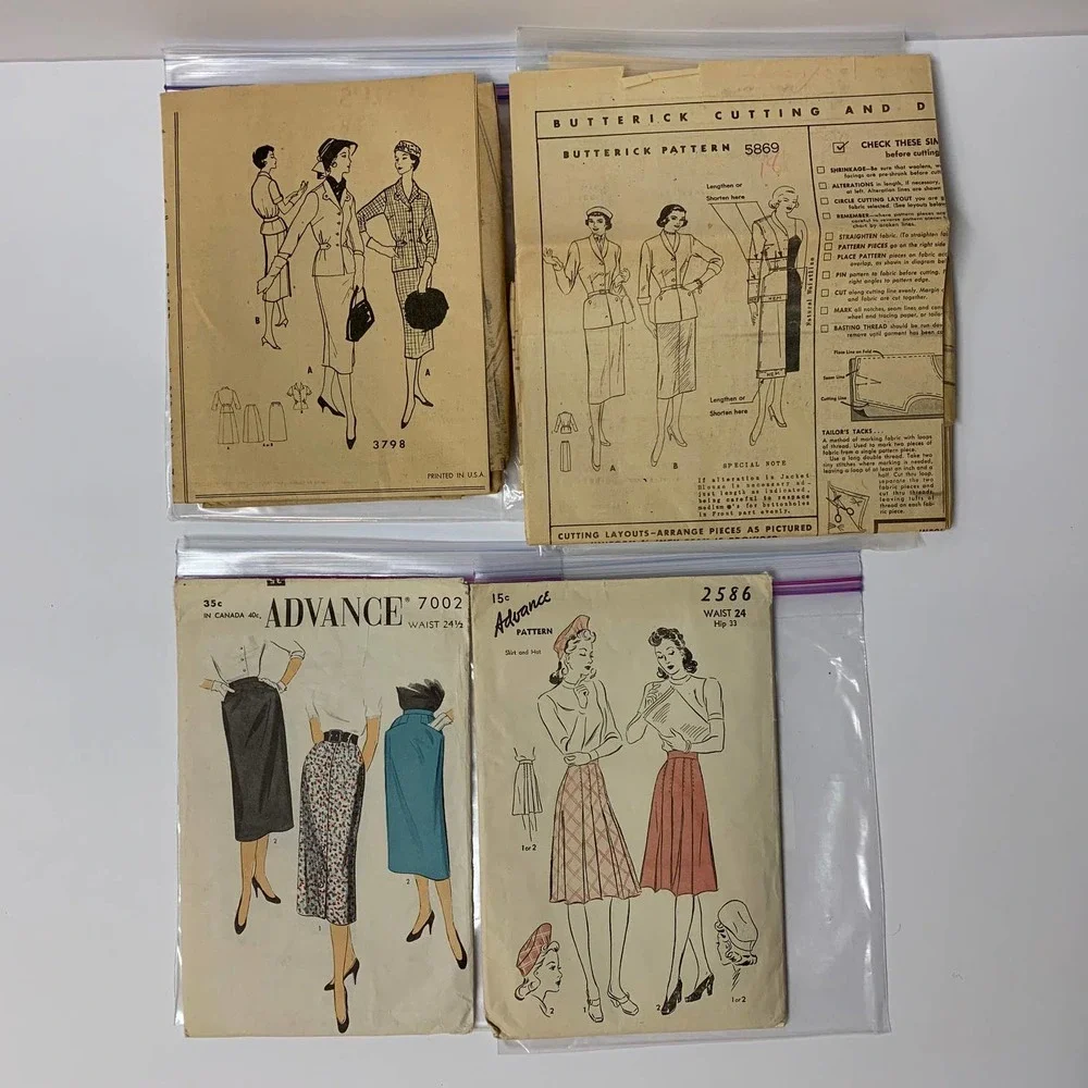 Vintage Sewing Patterns Skirts Assorted Sizes‎ Lot of 5
